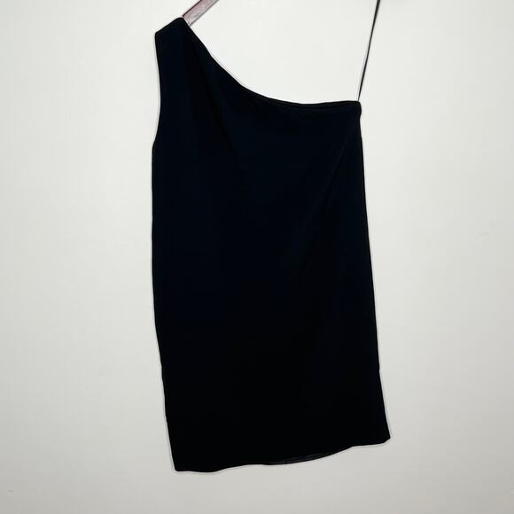 Massimo Dutti Womens One Shoulder Cocktail Dress 6 Black Shift Special Occasion - Picture 9 of 9